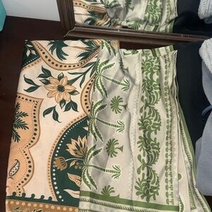 Anthropologie Floral & Paisley Scarf in Cream, Green, Gold